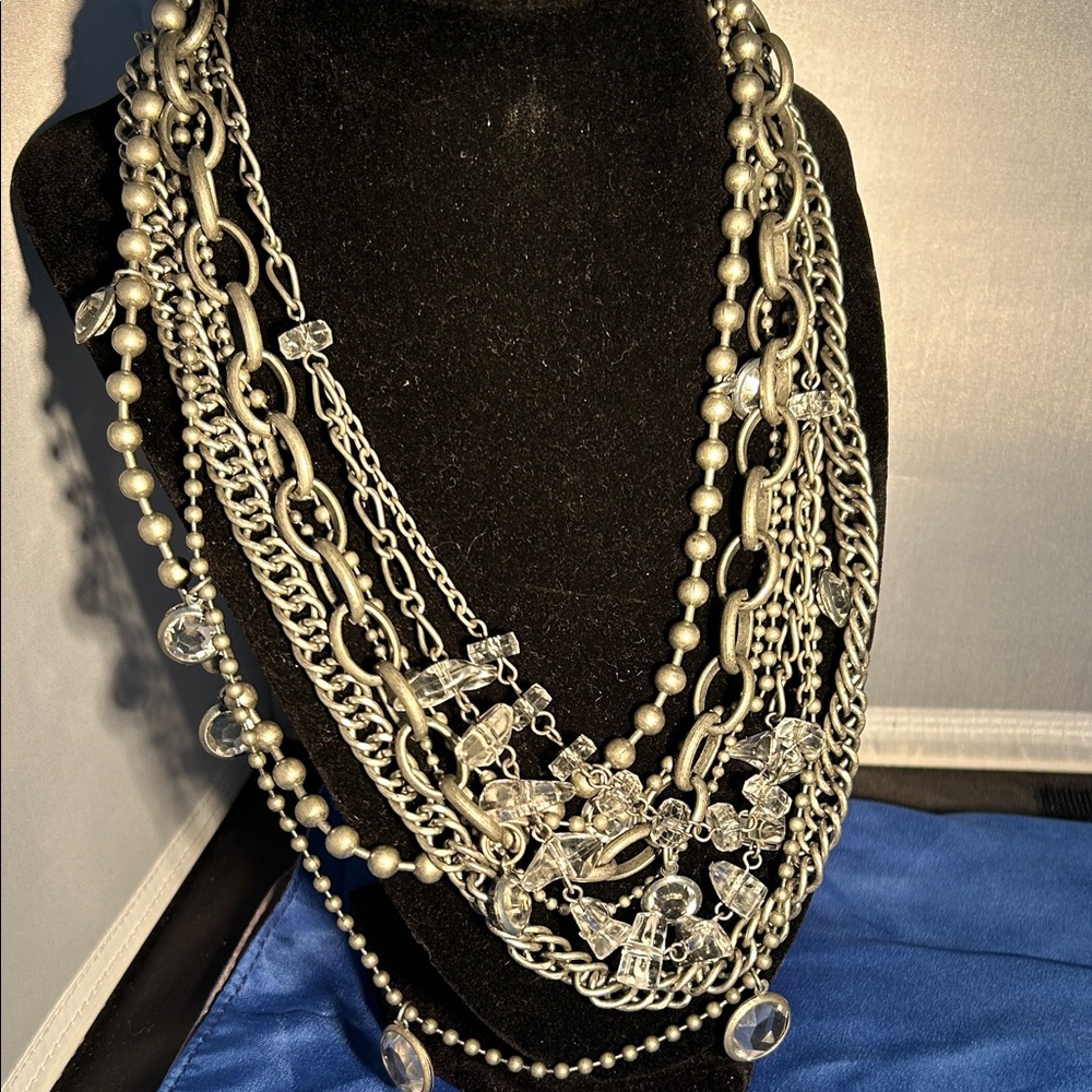 Chic Multi-Layered Silver Necklace